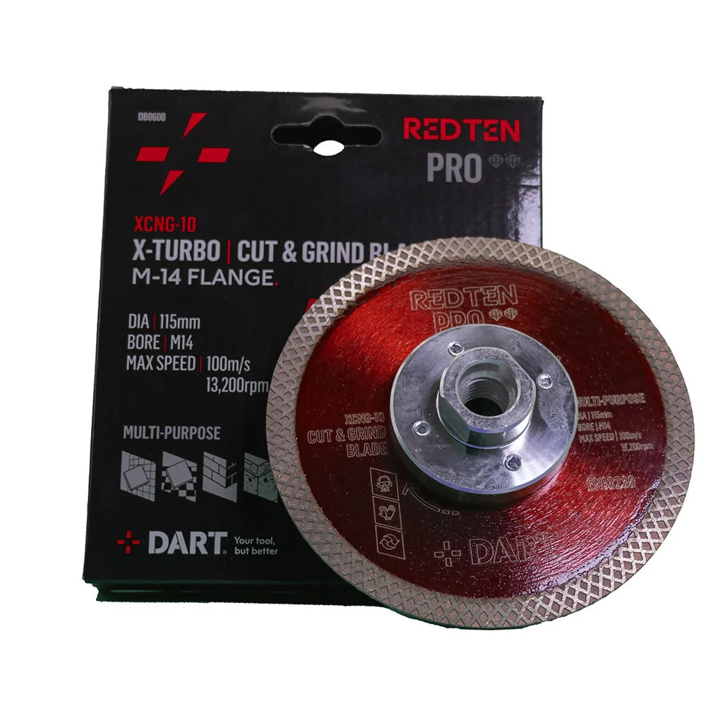 Dart Red Ten X Turbo Cut & Grind Diamond Blade 115mm x M14 Ref DB0600