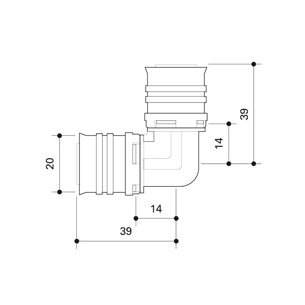 Frankische alpex PPSU 90 Deg elbow 20mm - 20mm 82820200 Ref FRKB9020