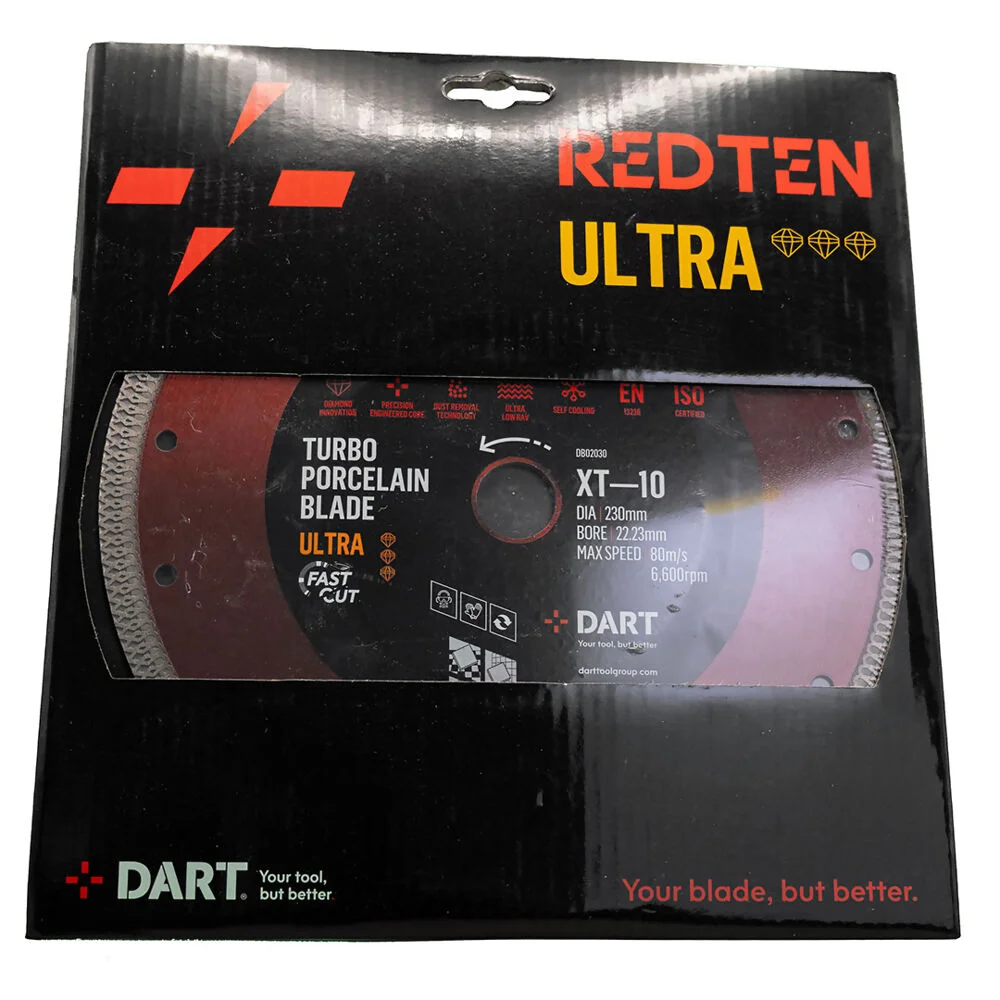 Dart Red Ten Ultra XT-10 Porcelain Diamond Blade 230mm x 22.23B Ref DB02030