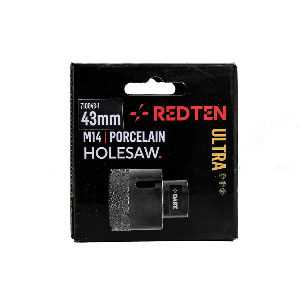 Dart Red Ten Ultra Porcelain Holesaw M14 x 43mm Ref 710043-1