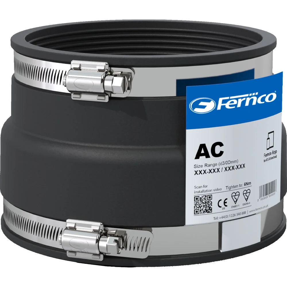 Fernco AC Clay to Plastic adaptor coupling 180-200/160-180mm