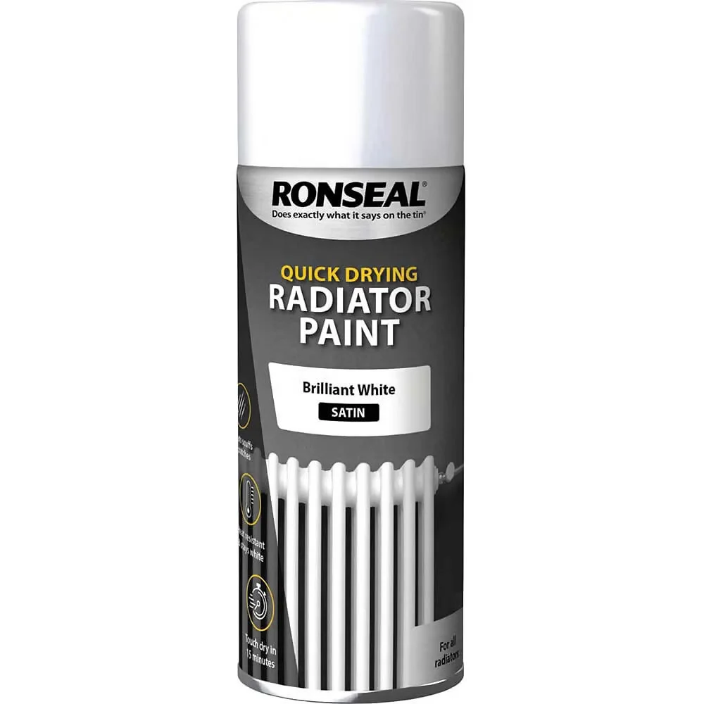 Ronseal Stays White Radiator Paint Brilliant White Satin 400ml Ref 35093