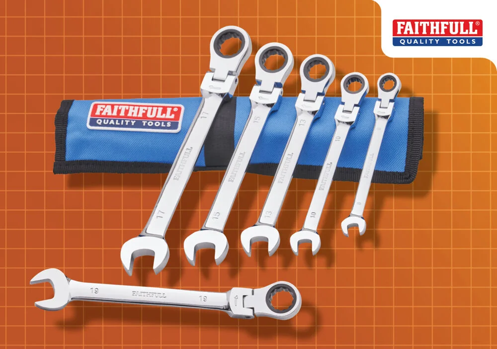 Faithfull 6 Piece Ratcheting Combination Spanner Set Ref XMS25SPANNER