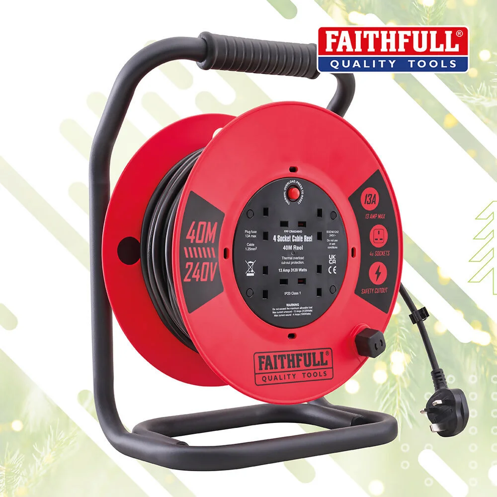 Faithfull Cable Reel - 40M Open Reel Ref XMS26CR40M