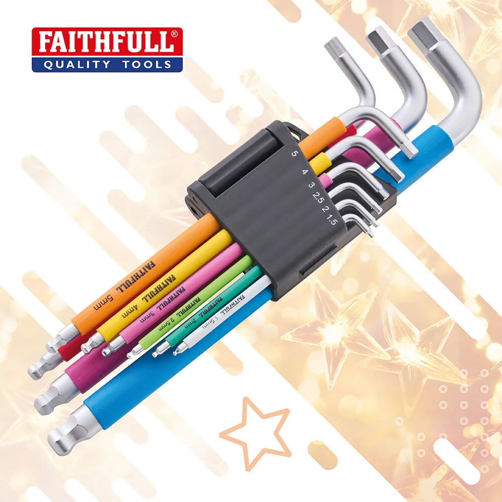 Faithfull Hex Key Set - Multi-Colour Metris (9Pk) Ref XMS26HEXKEY