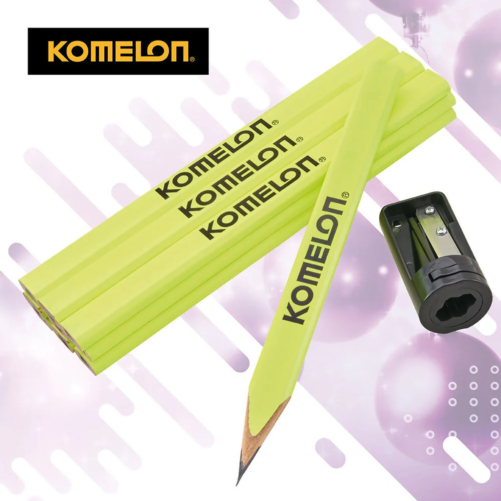 Komelon Hi-Vis Carpenter Pencils & Sharpener Set Ref XMS26PENCILS