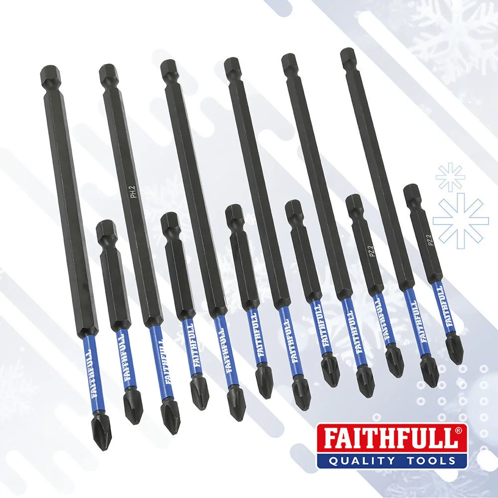Faithfull Impact Screwdriver Bits 12Pcs Ref XMS26SBIT12