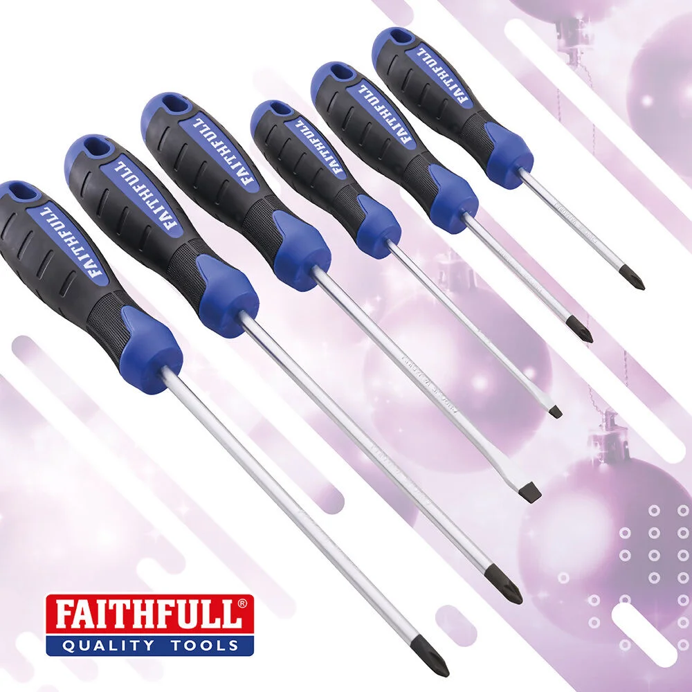 Faithfull Screwdriver Set 6Pc Soft Grip Boxeds Ref XMS26SDSET6