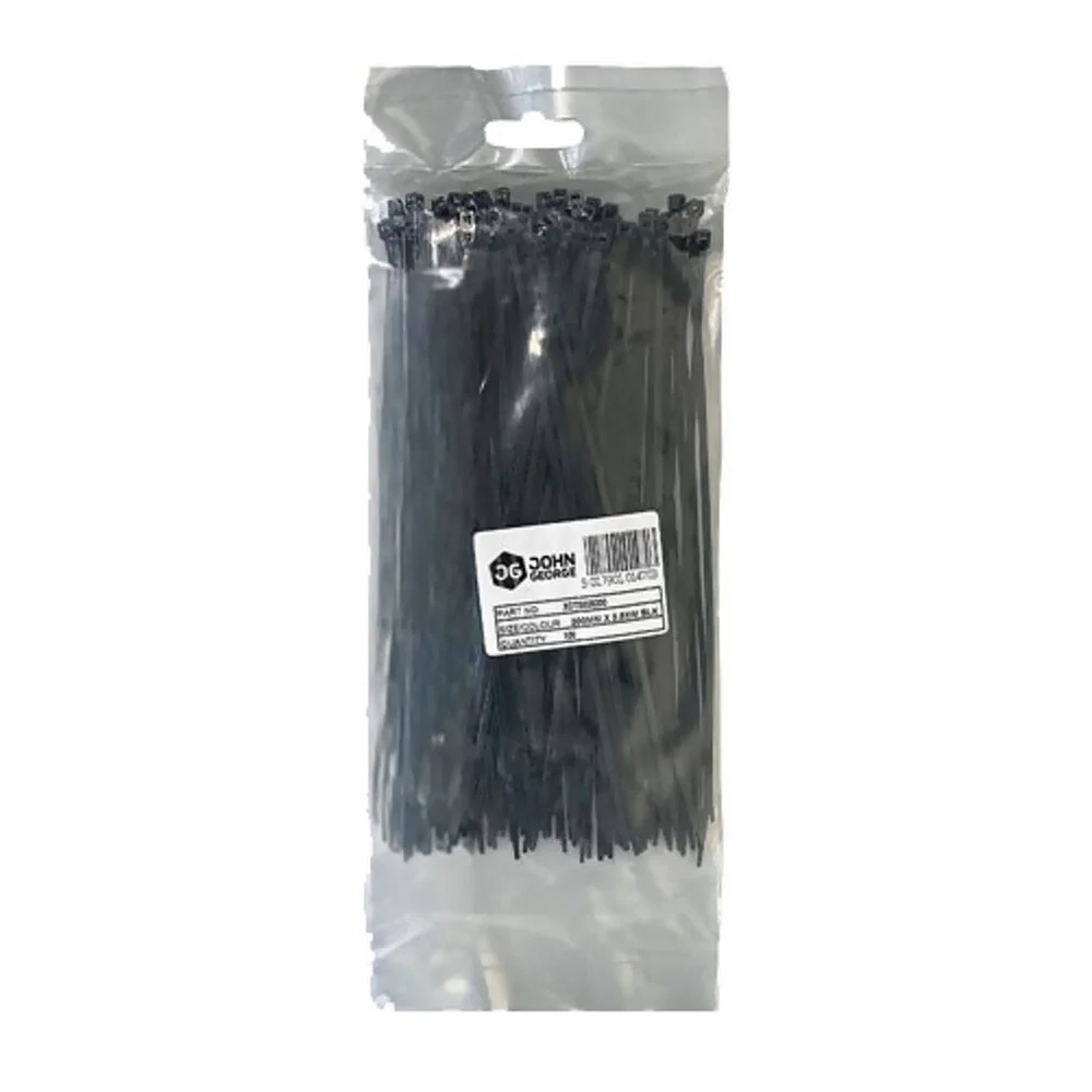 4.8mm x 200mm Cable Ties Black Pack:100 XCTB048200