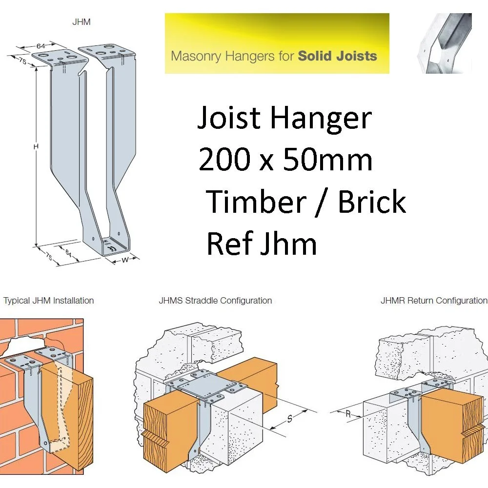 Joist Hanger 200 x 50mm Timber / Brick Ref Jhm