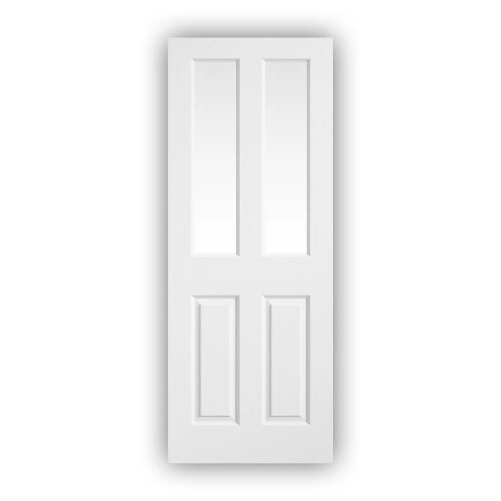 White Moulded Textured 4 Panel Glazed Door 78" x 27"