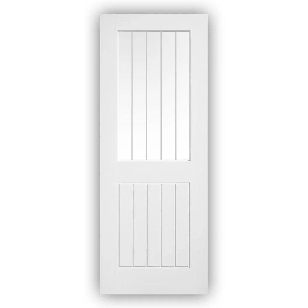 White Moulded Textured Mexicano Glazed Door 78" x 27"