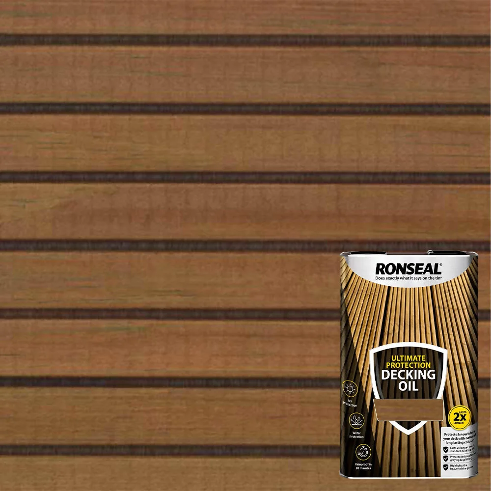 Ronseal Ultimate Protection Decking Oil Teak 5Ltr Ref 37296