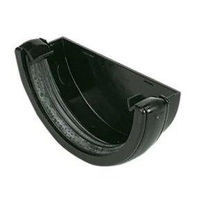 Floplast 112mm Half Round Gutter External Stop End Black REF RE1