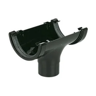 Floplast 112mm Half Round Gutter Running Outlet Black REF RO1