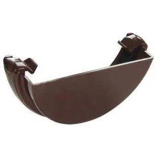 Floplast 112mm Half Round Gutter External Stop End Brown.