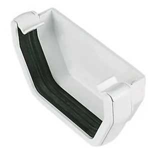 Floplast 114mm Square Gutter External Stop End White REF RES1