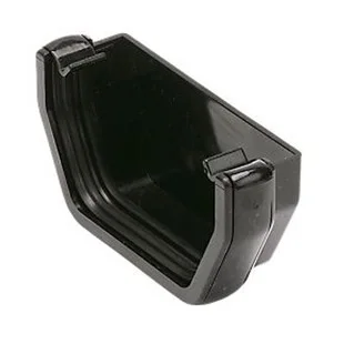 Floplast 114mm Square Gutter External Stop End Black REF RES1