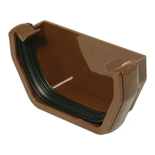Floplast 114mm Square Gutter External Stop End Brown.