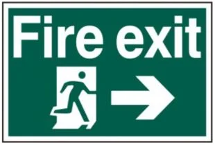 Fire Exit Running Man Arrow Right - PVC (300 x 200mm) Ref 1504