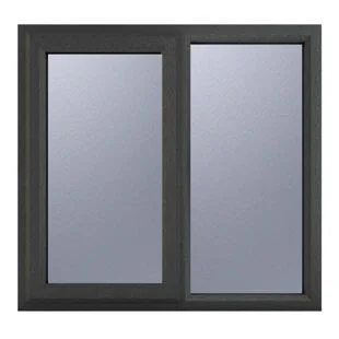 uPVC Window Grey 7016 external White Internal Left Hand Side Hung Next to a Fixed Light 1190mm x 1190mm Obscure Glazing