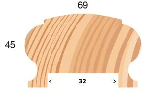 Redwood 50x75 Cottage Loaf Handrail 32mm