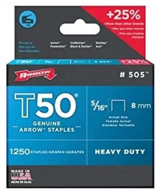 Arrow T50 Staples 5/16 / 8mm Single Pack 1250no Ref ARRT50516S