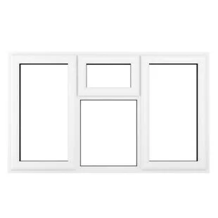 uPVC Window White Left and Right Hand Side Hung Top Opener Over a Fixed Light Centre 1770mm x 1115mm Clear Glazing