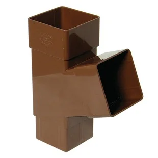 Floplast 65mm x 112.5 Deg Square Downpipe Branch Brown.