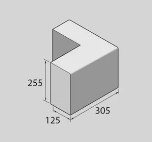 Angle Kerb Bullnosed 125 x 255mm Internal  BNIA Ref RK5150100