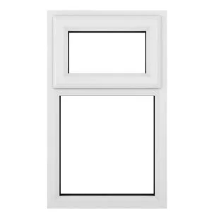 uPVC Window White Top Hung Opener Over Fixed Light 610mm x 1190mm Clear Glazing