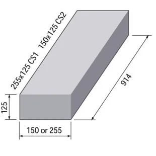 Square Section Straight Channel Kerb 255 x 125 x 914mm  Ref RK3050000