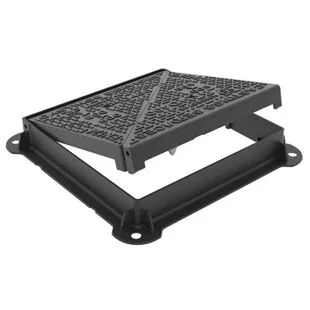 D400 Ductile Iron Cover & Frame Hinged Double Triangular 675mm x 675mm x 100mm Ref MDD6767DT10/T