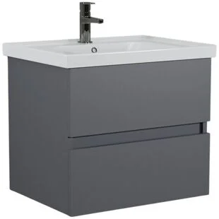 Duet 60Cm Wall Hung Vanity Set 1Th 2 Drawers Matt Grey