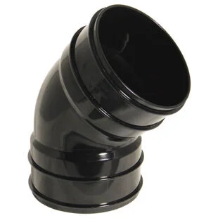 Floplast Soil Solvent Bend Double Socket Black 110mm x 135 Deg