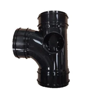 Floplast Soil Solvent Triple Socket Branch Black 110mm x 92.5 Deg