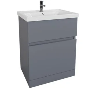 Indie 60Cm Floor Standing Vanity Set 1Th 2 Drawers Matt Grey