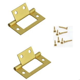 Prepacked 2no Steel Flush Hinge 38mm (1.1/2) Electro Brass Ref 105
