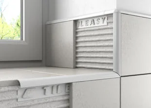 Tileasy 8mm White Square Edge Premium Gloss Trim Ref PGS8W