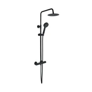 Soho Round *BLACK* Thermostatic Shower c/w Riser & Drench Head