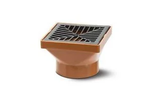 Polypipe Square Hopper Solvent Socket Inc Square PP Grid (Black) 110mm Ref UG414