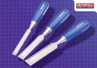 Faithfull 3 Piece Blue Chisel Set Ref XMS25CHISEL3