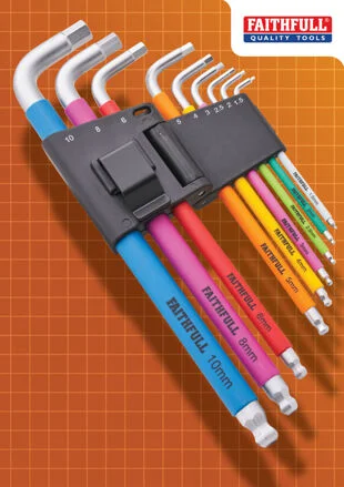 Faithfull Colour Coded Hex Key Set 9 piece Ref XMS25HEXKEY