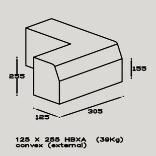 Angle Kerb Half Battered 125 x 255mm External HBXA Ref RK5100000