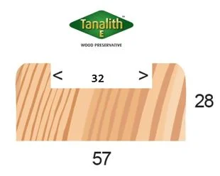 Tanalised Green Redwood 63 x 32 x 32mm Baserail