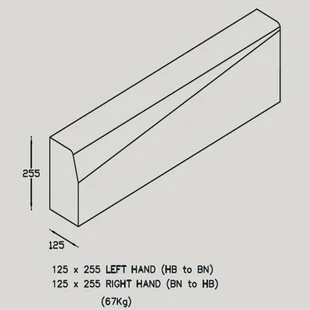 Dropper Kerb External Radius 6m Right Hand 125 x 255/150mm Ref RK4305600