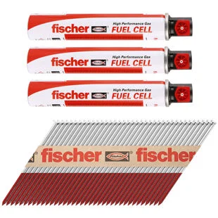 Fischer Galvanised Nail & 3 Gas Fuel Pack 63mm x 2.8mm (3300pk) Ring Ref 534704