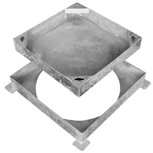 Galvanised Block Pavior Tray 450mm Dia Square - Round Cover 10 Tonne GLVW