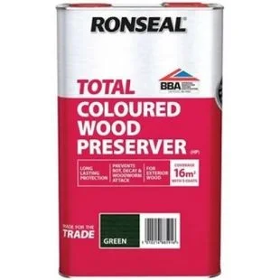 Ronseal Total Dark Green Wood Preserver 5Ltr Ref 38591
