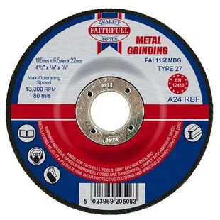 Metal Grinding Disc Dished 115 x 6.5 x 22mm Ref FAI1156MDG.